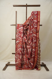 Red HBP Cotton Silk Saree With Maheshwari Border - SRRCSS1308