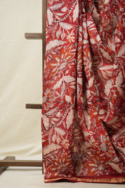 Red HBP Cotton Silk Saree With Maheshwari Border - SRRCSS1308