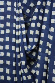 Indigo HBP Cotton Silk Saree With Chanderi Border - SRICSS1736