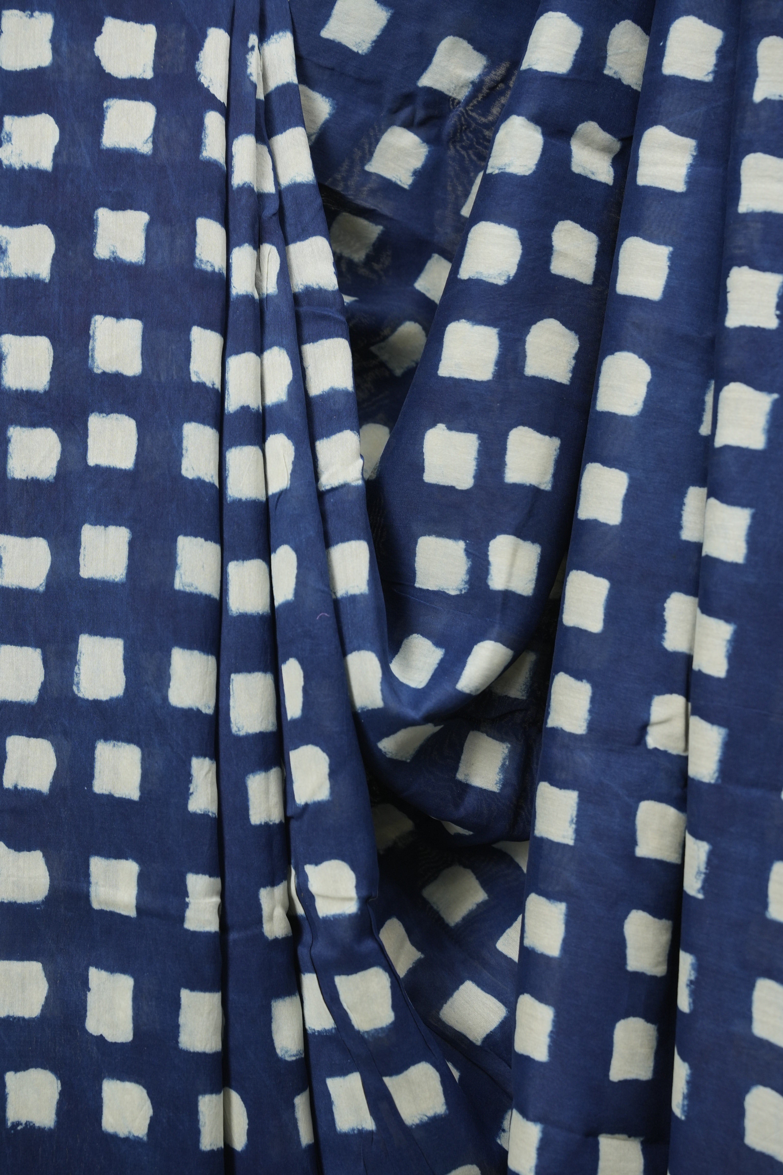 Indigo HBP Cotton Silk Saree With Chanderi Border - SRICSS1736