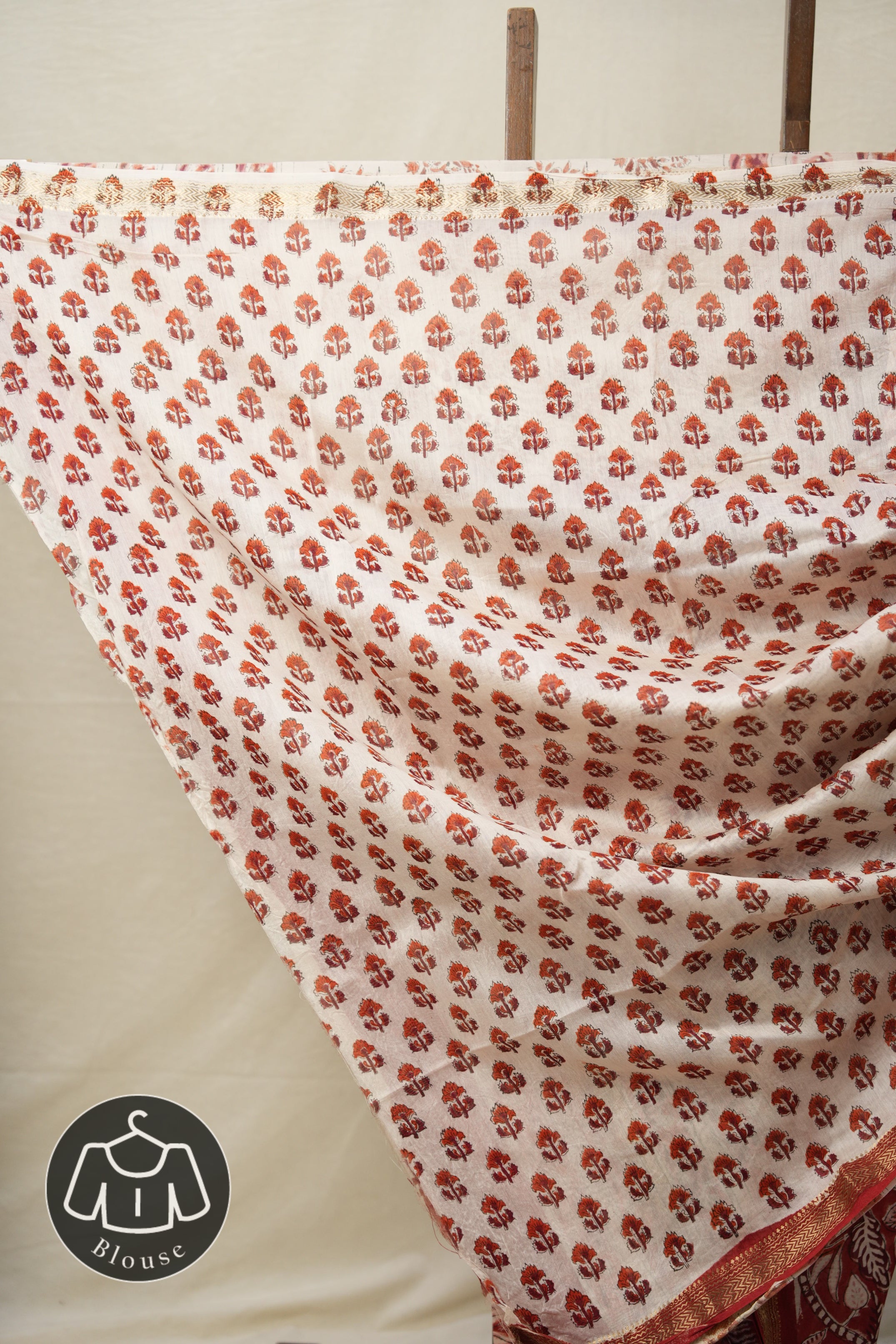 Red HBP Cotton Silk Saree With Maheshwari Border - SRRCSS1308