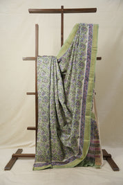 Pastel Green HBP Cotton Silk Saree With Maheshwari Border - SRPGCSS1311