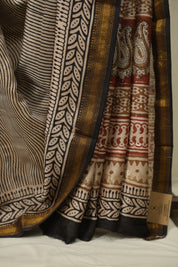 Cream HBP Cotton Silk Saree With Maheshwari Border - SRCCSS1728