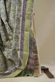 Pastel Green HBP Cotton Silk Saree With Maheshwari Border - SRPGCSS1311