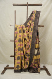 Cream Gold HBP Modal Silk Saree - SRCGMSS548
