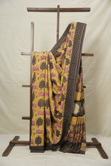 Cream Gold HBP Modal Silk Saree - SRCGMSS548