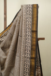 Cream HBP Cotton Silk Saree With Maheshwari Border - SRCCSS1728