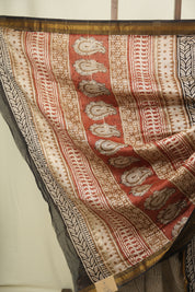 Cream HBP Cotton Silk Saree With Maheshwari Border - SRCCSS1728