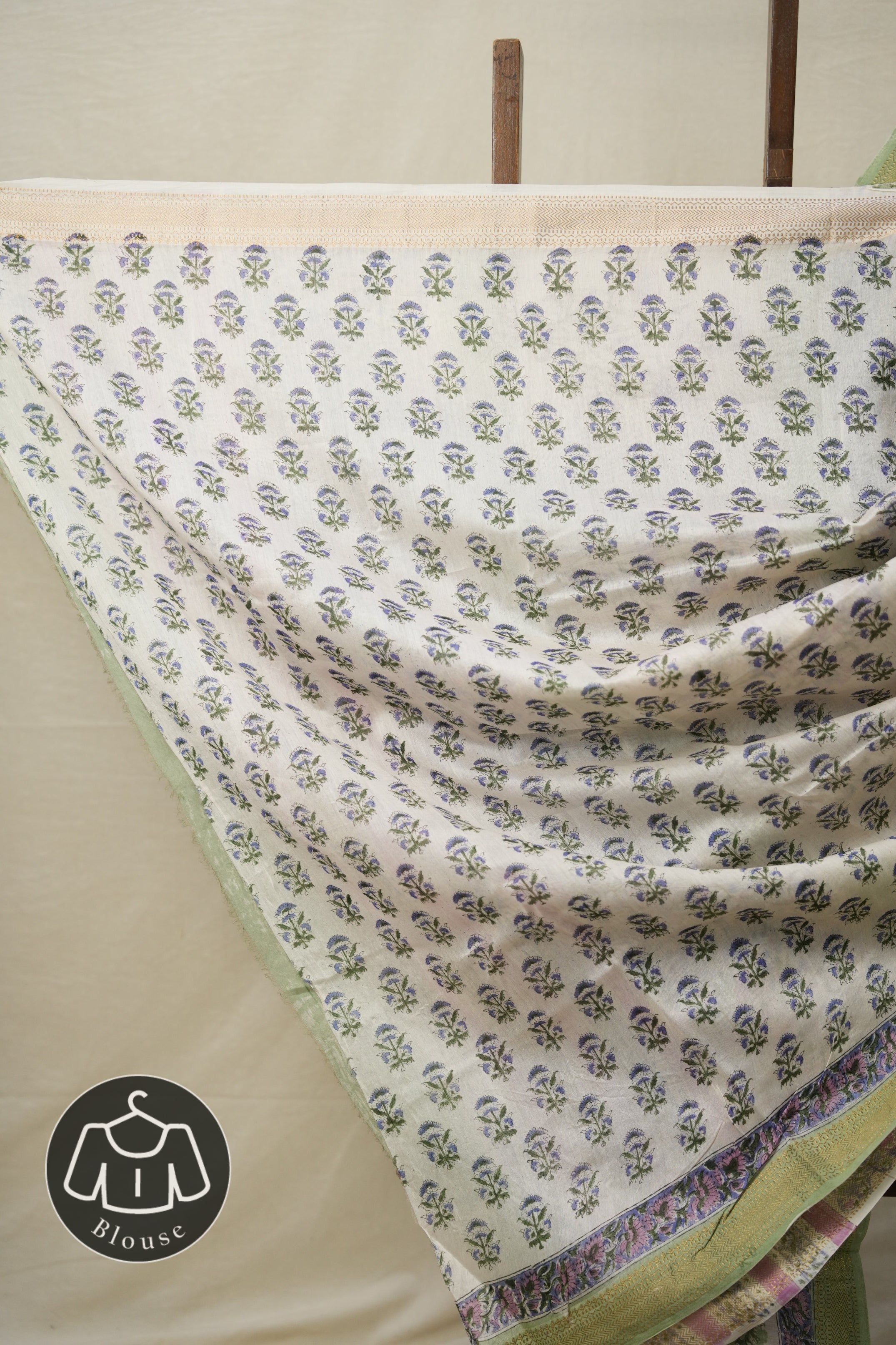 Pastel Green HBP Cotton Silk Saree With Maheshwari Border - SRPGCSS1311