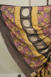 Cream Gold HBP Modal Silk Saree - SRCGMSS548