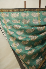 Off- White HBP Cotton Silk Saree With Maheshwari Border - SROWCSS1312