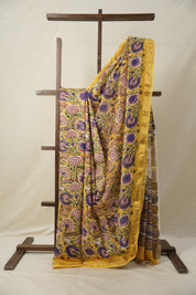 Mustard Yellow HBP Cotton Silk Saree With Maheshwari Border - SRMYCSS1313