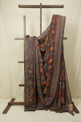 Maroon Kalamkari Tussar Silk Saree - SRMKTSS42