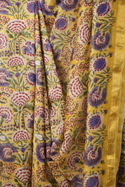 Mustard Yellow HBP Cotton Silk Saree With Maheshwari Border - SRMYCSS1313