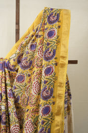 Mustard Yellow HBP Cotton Silk Saree With Maheshwari Border - SRMYCSS1313