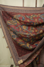 Maroon Kalamkari Tussar Silk Saree - SRMKTSS42
