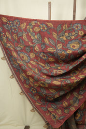 Maroon Kalamkari Tussar Silk Saree - SRMKTSS42