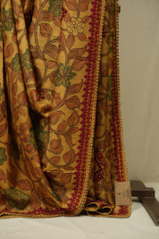 Mustard Kalamkari Tussar Silk saree - SRMKTSS44