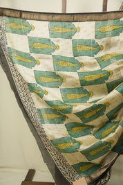 Cream HBP Cotton Silk Saree With Maheshwari Border - SRCCSS1726
