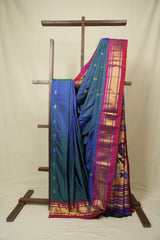Dual Tone Blue Silk Paithani Saree - SRDTBSPS808