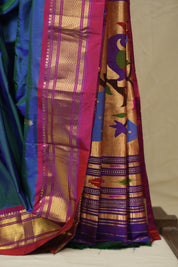 Dual Tone Blue Silk Paithani Saree - SRDTBSPS808
