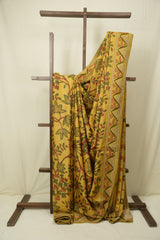 Lemon Yellow Kalamkari Tussar Silk Saree - SRLYKTSS43