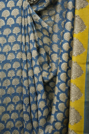 Peacock Blue HBP Cotton Silk Saree With Maheshwari Border - SRBCSS1727
