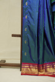 Dual Tone Blue Silk Paithani Saree - SRDTBSPS808
