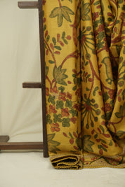 Lemon Yellow Kalamkari Tussar Silk Saree - SRLYKTSS43