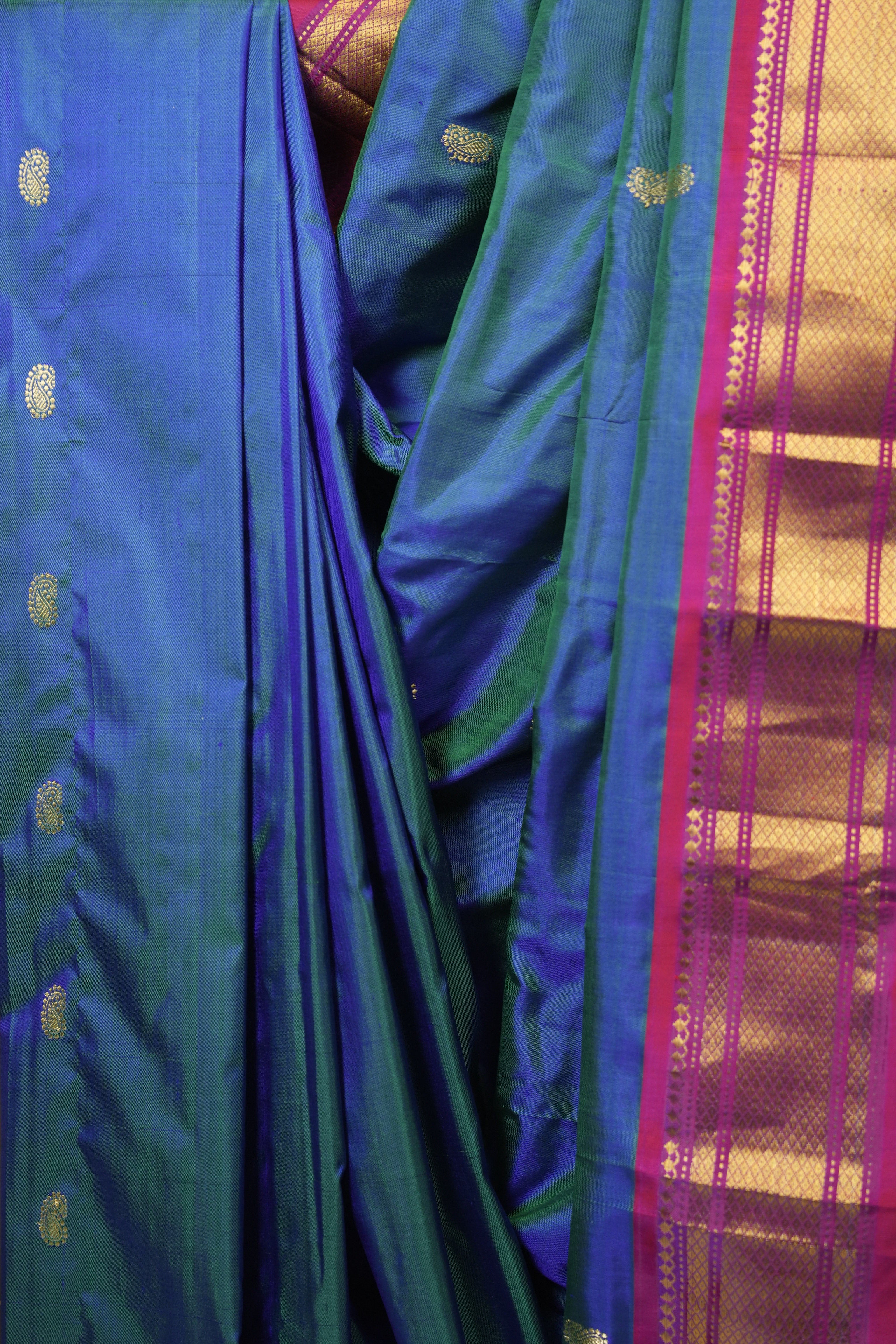 Dual Tone Blue Silk Paithani Saree - SRDTBSPS808