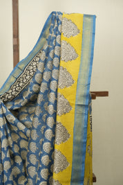 Peacock Blue HBP Cotton Silk Saree With Maheshwari Border - SRBCSS1727