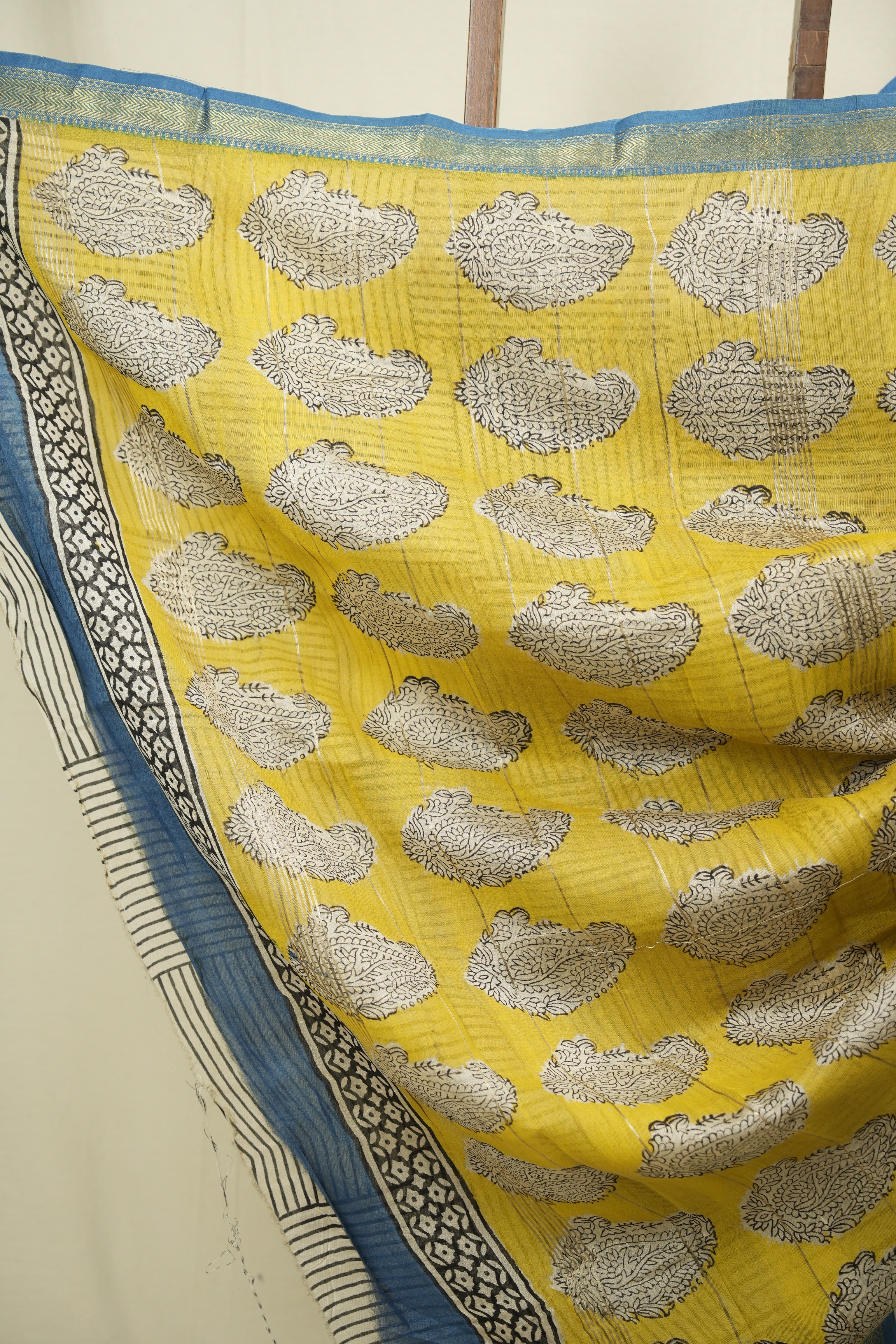 Peacock Blue HBP Cotton Silk Saree With Maheshwari Border - SRBCSS1727
