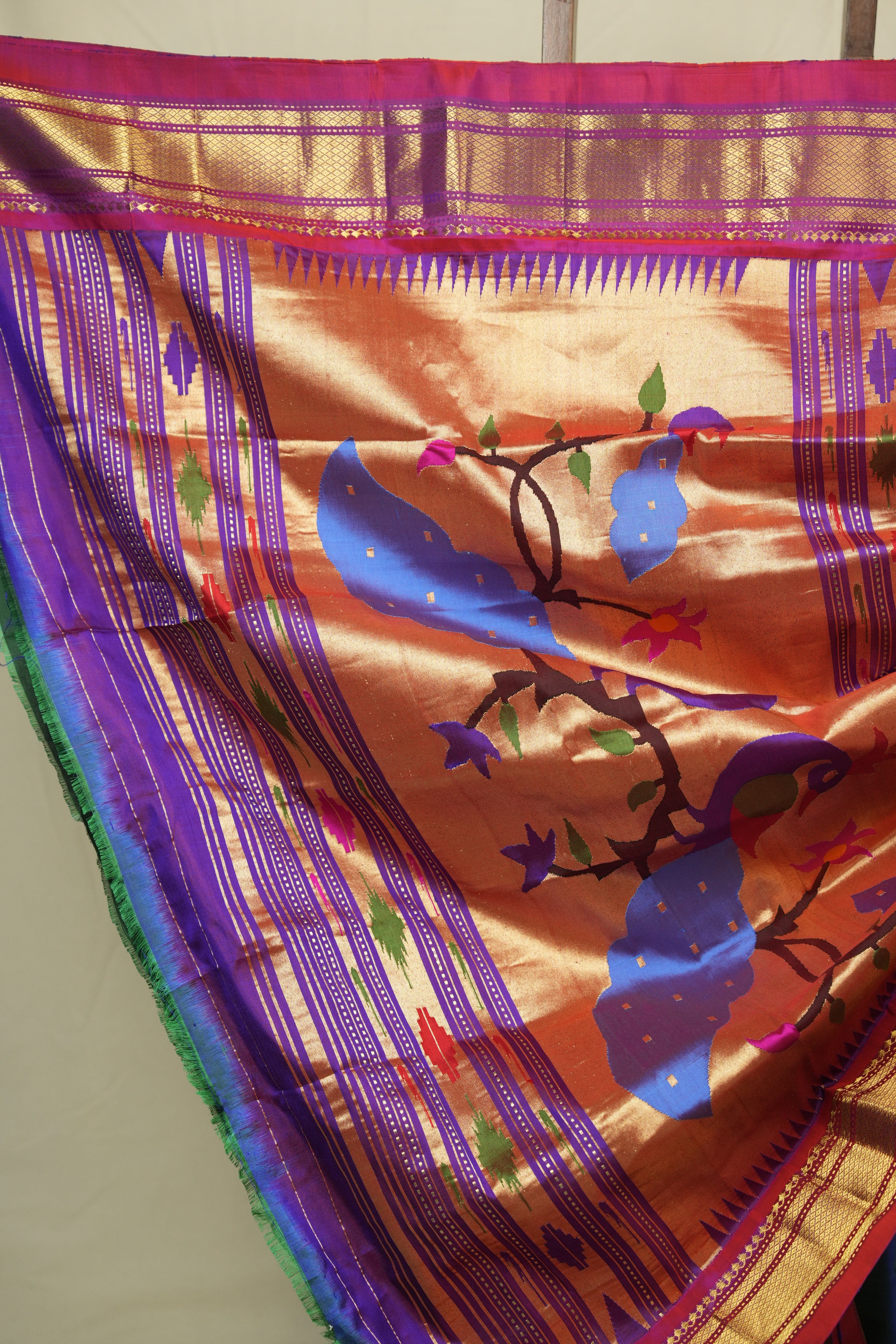 Dual Tone Blue Silk Paithani Saree - SRDTBSPS808
