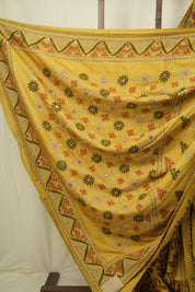 Lemon Yellow Kalamkari Tussar Silk Saree - SRLYKTSS43