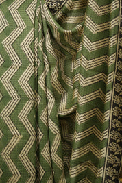 Mehandi HBP Cotton Silk Saree With Maheshwari Border - SRMCSS1732