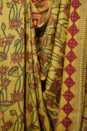 Yellow Kalamkari Tussar Silk Saree - SRYKTSS45