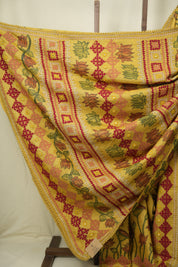 Yellow Kalamkari Tussar Silk Saree - SRYKTSS45