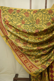 Yellow Kalamkari Tussar Silk Saree - SRYKTSS45