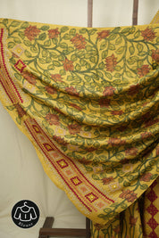 Yellow Kalamkari Tussar Silk Saree - SRYKTSS45