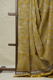 Yellow HBP Cotton Silk Saree With Maheshwari Border - SRYCSS1534