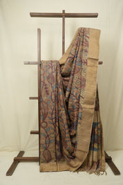 Light Brown Kalamkari Tussar Silk Saree - SRLBKTSS47