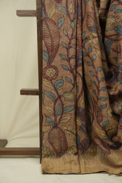 Light Brown Kalamkari Tussar Silk Saree - SRLBKTSS47