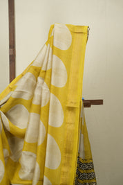 Yellow HBP Cotton Silk Saree With Maheshwari Border - SRYCSS1730