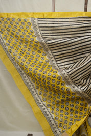 Yellow HBP Cotton Silk Saree With Maheshwari Border - SRYCSS1534