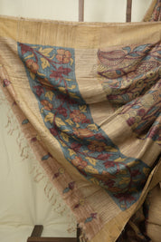 Light Brown Kalamkari Tussar Silk Saree - SRLBKTSS47