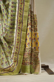 Parrot Green HBP Cotton Silk Saree With Maheshwari Border - SRPGCSS1323