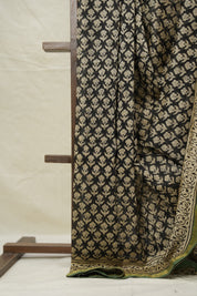 Black HBP Cotton Silk Saree With Maheshwari Border - SRBCSS1533