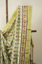 Parrot Green HBP Cotton Silk Saree With Maheshwari Border - SRPGCSS1323