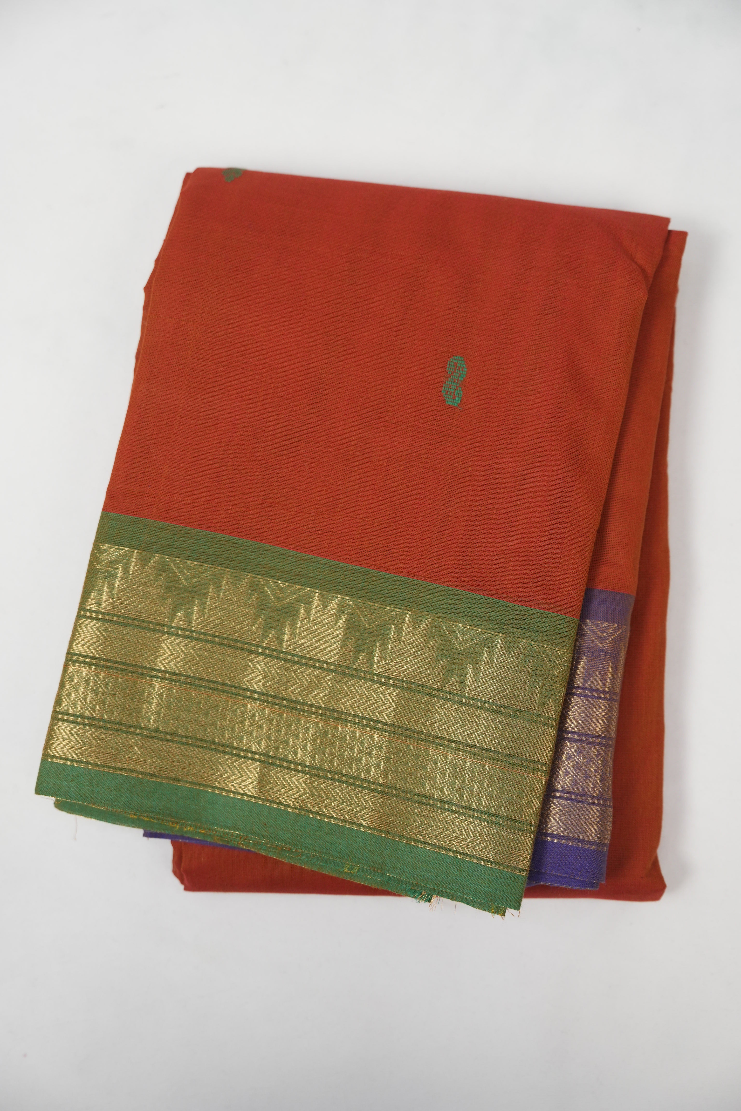 Brick Orange Kanchi Cotton Saree - SRBOKCS1361
