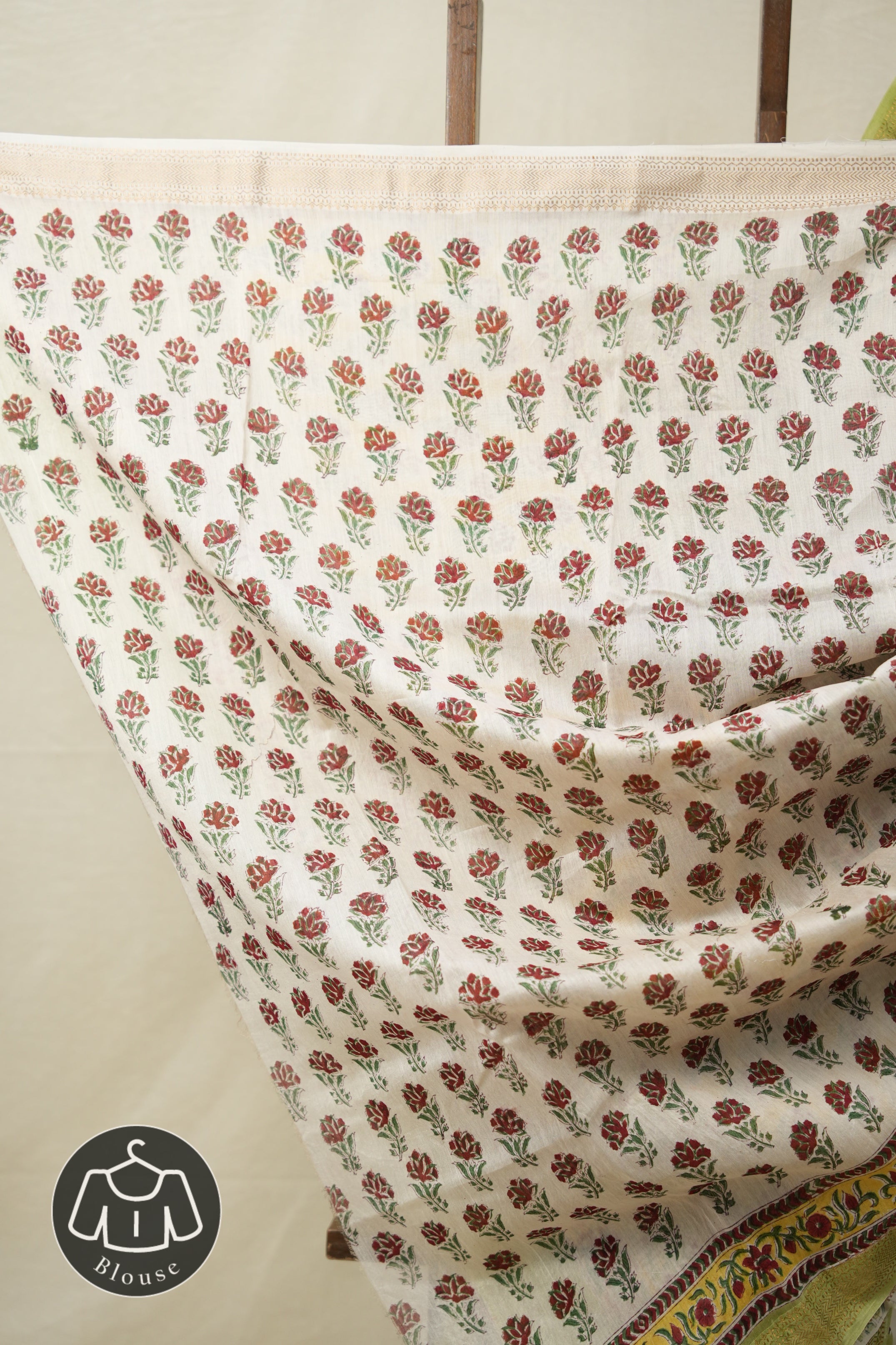 Parrot Green HBP Cotton Silk Saree With Maheshwari Border - SRPGCSS1323